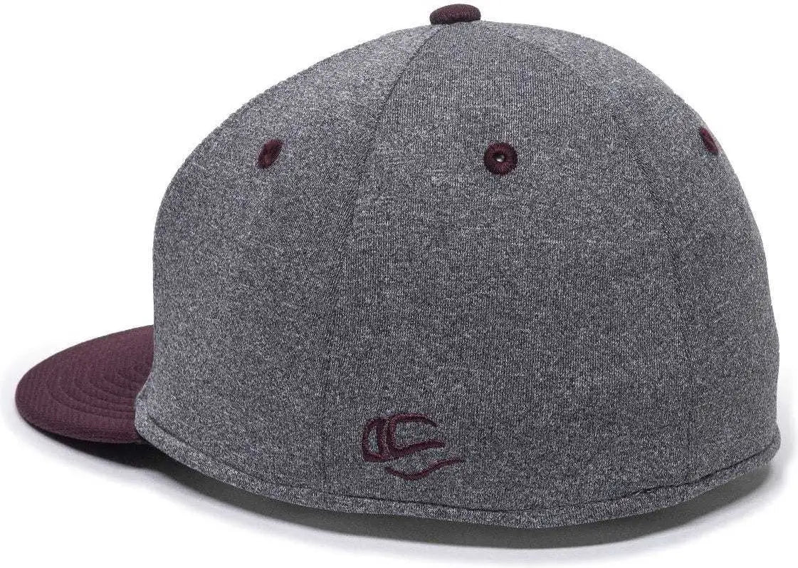 OC Sports HTH25 Flexible Fitting Cap - Heathered Gray Maroon