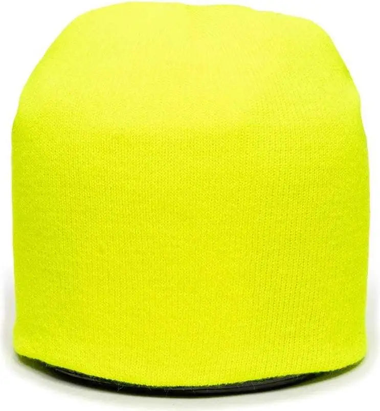 OC Sports KN-550 Made In USA Acrylic Jersey Knit Beanie - Neon Yellow - Yellow / One Size Fits Most