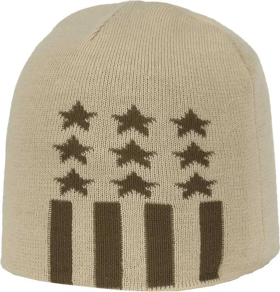 OC Sports KN-STAR01 Patriotic Beanie - Khaki - Khaki / One Size Fits Most