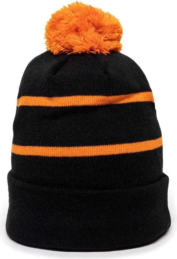 OC Sports KNF-100 Acrylic Knit Watch Cap Beanie - Black Orange - Black Orange / One Size Fits Most