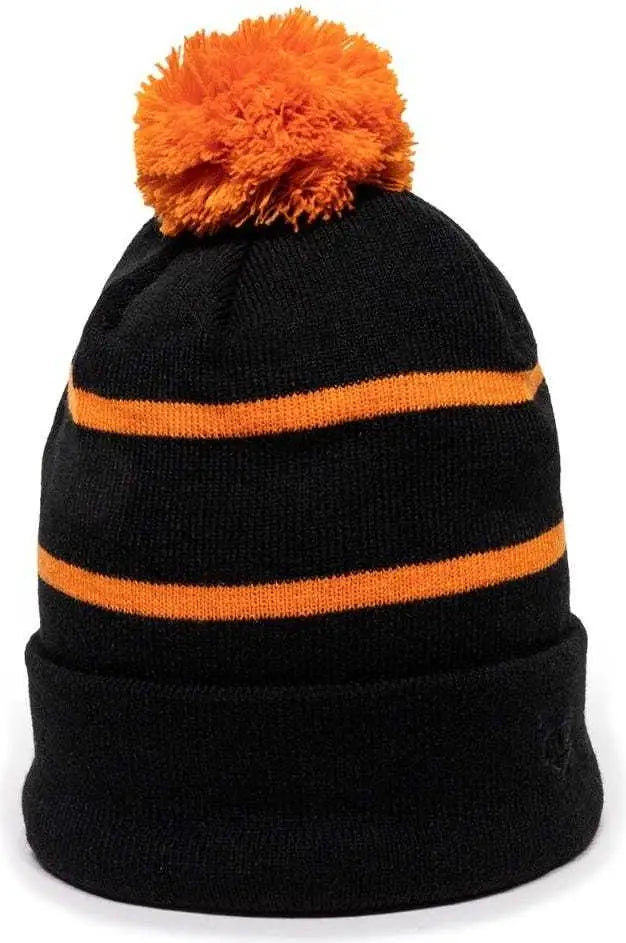 OC Sports KNF-100 Acrylic Knit Watch Cap Beanie - Black Orange - Black Orange / One Size Fits Most