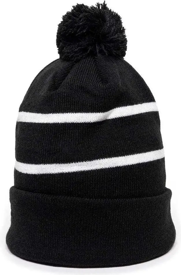 OC Sports KNF-100 Acrylic Knit Watch Cap Beanie - Black White - Black White / One Size Fits Most
