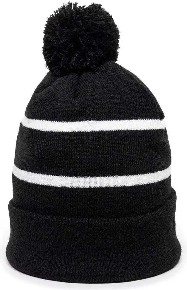 OC Sports KNF-100 Acrylic Knit Watch Cap Beanie - Black White - Black White / One Size Fits Most