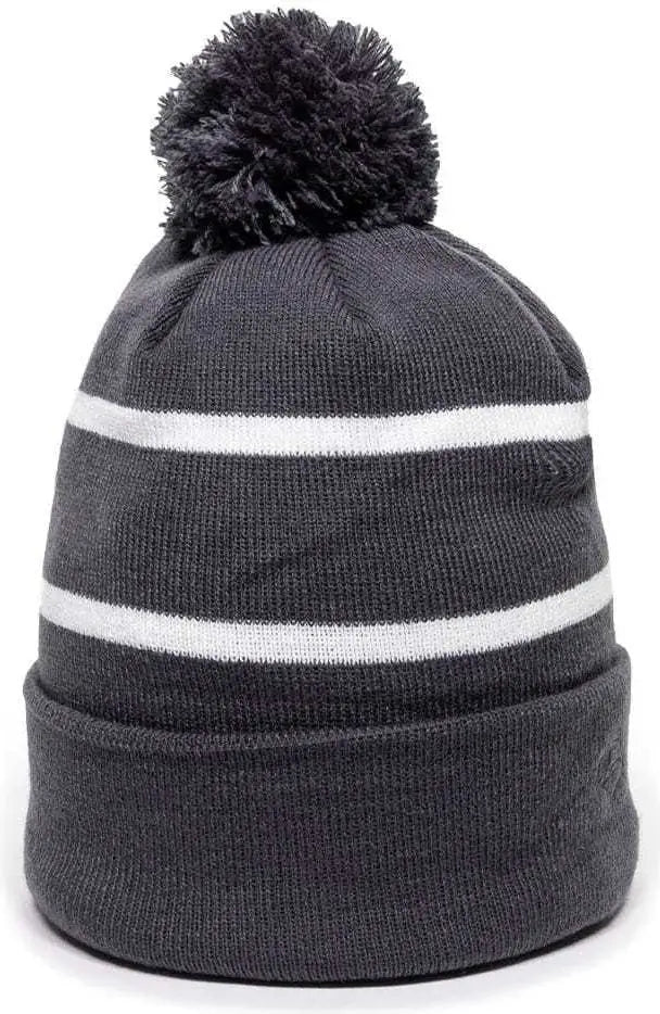 OC Sports KNF-100 Acrylic Knit Watch Cap Beanie - Charcoal White - Dark Gray White / One Size Fits Most