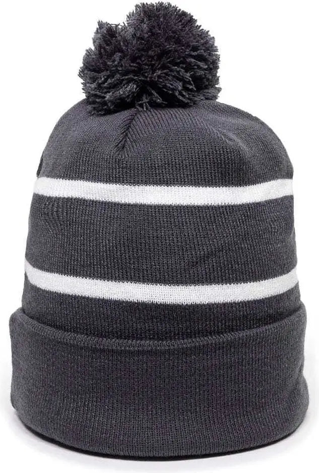 OC Sports KNF-100 Acrylic Knit Watch Cap Beanie - Charcoal White - Dark Gray White / One Size Fits Most