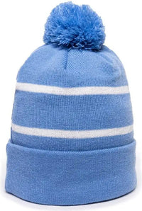 OC Sports KNF-100 Acrylic Knit Watch Cap Beanie - Columbia Blue White - Columbia Blue White / One Size Fits Most