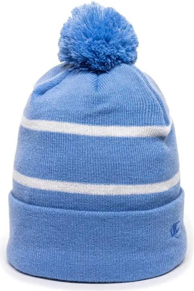 OC Sports KNF-100 Acrylic Knit Watch Cap Beanie - Columbia Blue White - Columbia Blue White / One Size Fits Most