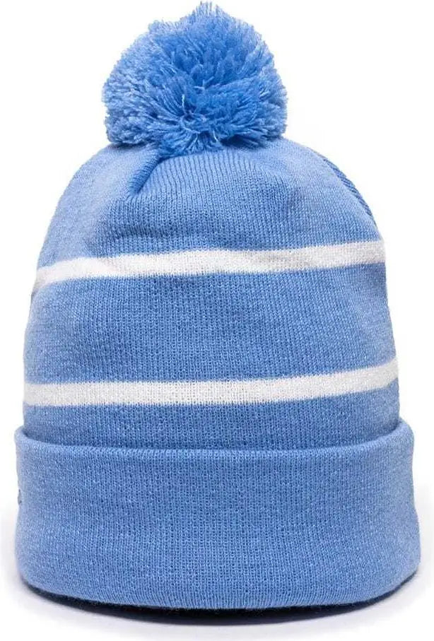 OC Sports KNF-100 Acrylic Knit Watch Cap Beanie - Columbia Blue White - Columbia Blue White / One Size Fits Most