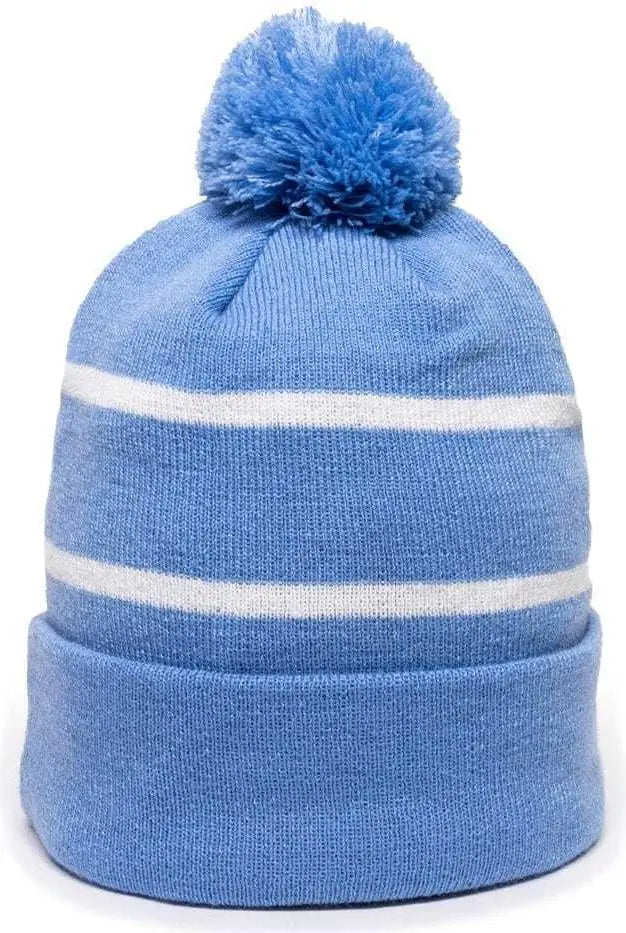 OC Sports KNF-100 Acrylic Knit Watch Cap Beanie - Columbia Blue White - Columbia Blue White / One Size Fits Most