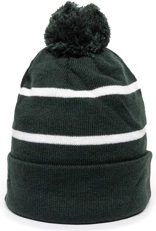 OC Sports KNF-100 Acrylic Knit Watch Cap Beanie - Dark Green White - Forest White / One Size Fits Most