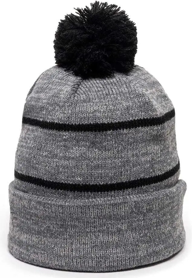 OC Sports KNF-100 Acrylic Knit Watch Cap Beanie - Heathered Gray Black - Gray Black / One Size Fits Most