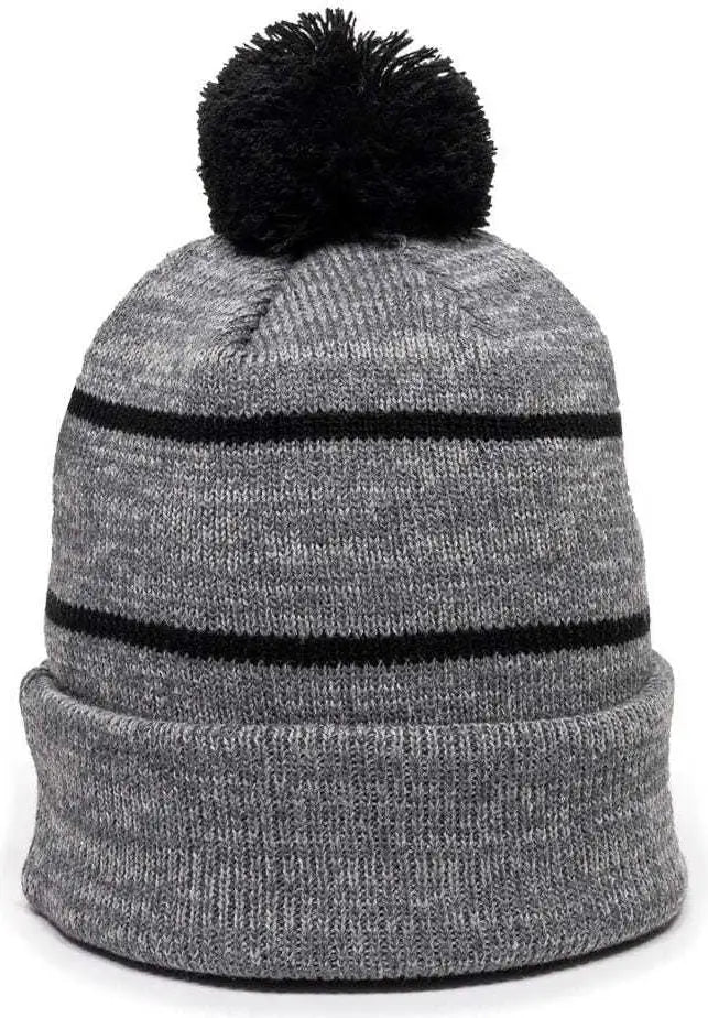 OC Sports KNF-100 Acrylic Knit Watch Cap Beanie - Heathered Gray Black - Gray Black / One Size Fits Most