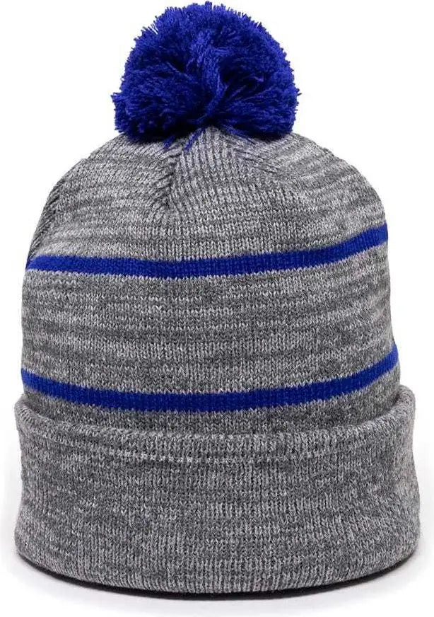 OC Sports KNF-100 Acrylic Knit Watch Cap Beanie - Heathered Gray Royal - Gray Royal / One Size Fits Most