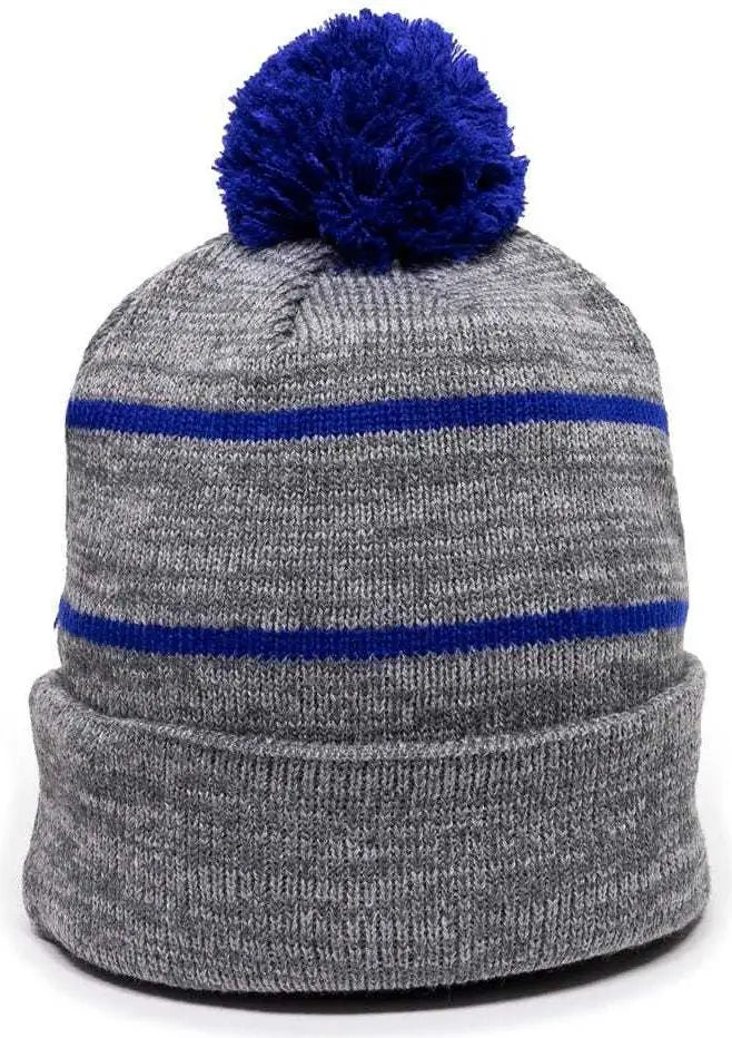 OC Sports KNF-100 Acrylic Knit Watch Cap Beanie - Heathered Gray Royal - Gray Royal / One Size Fits Most