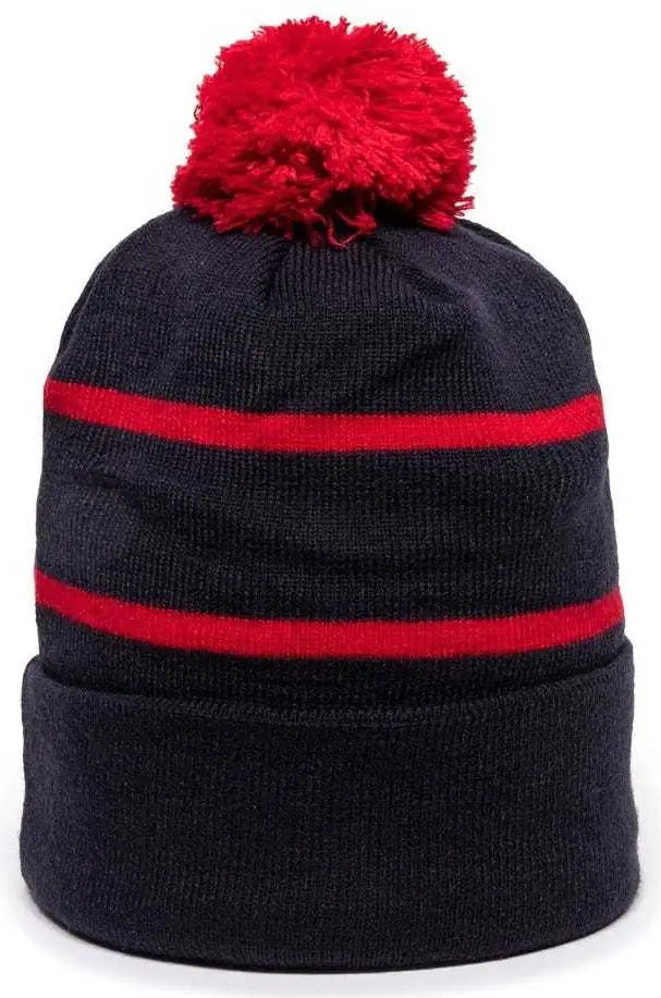 OC Sports KNF-100 Acrylic Knit Watch Cap Beanie - Navy Red - Navy Red / One Size Fits Most