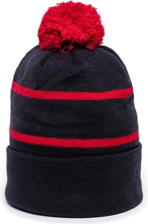 OC Sports KNF-100 Acrylic Knit Watch Cap Beanie - Navy Red - Navy Red / One Size Fits Most