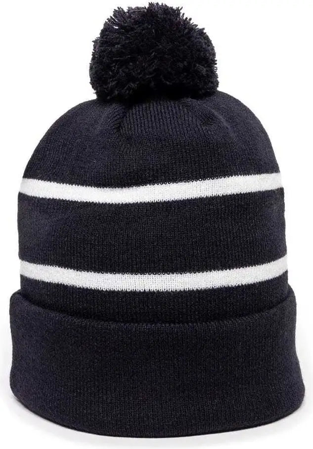 OC Sports KNF-100 Acrylic Knit Watch Cap Beanie - Navy White - Navy White / One Size Fits Most