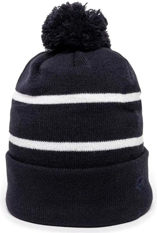 OC Sports KNF-100 Acrylic Knit Watch Cap Beanie - Navy White - Navy White / One Size Fits Most