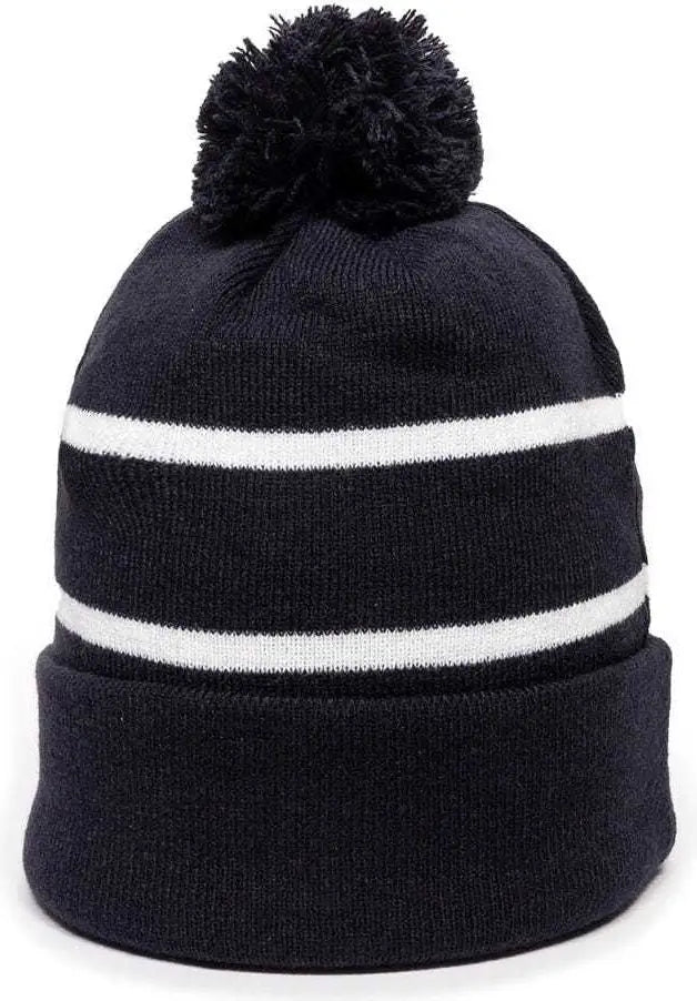 OC Sports KNF-100 Acrylic Knit Watch Cap Beanie - Navy White - Navy White / One Size Fits Most