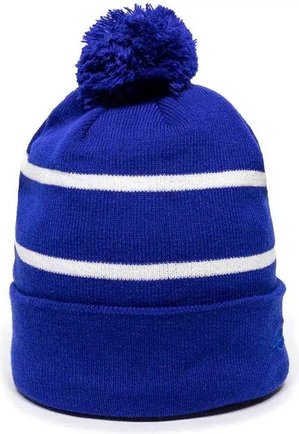 OC Sports KNF-100 Acrylic Knit Watch Cap Beanie - Royal White - Royal White / One Size Fits Most