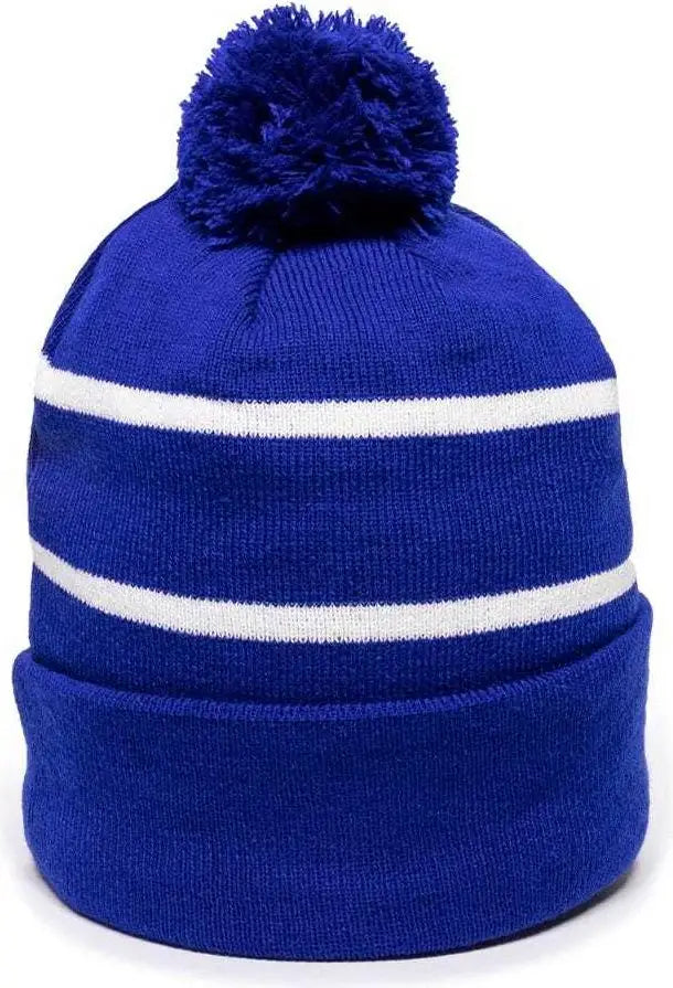 OC Sports KNF-100 Acrylic Knit Watch Cap Beanie - Royal White - Royal White / One Size Fits Most