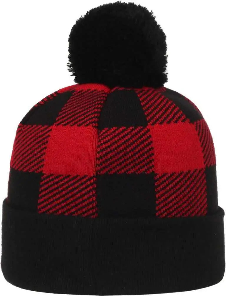 OC Sports KNF-PLD Graphic Watch Beanier with Pom - Red Black - Black / OSFM