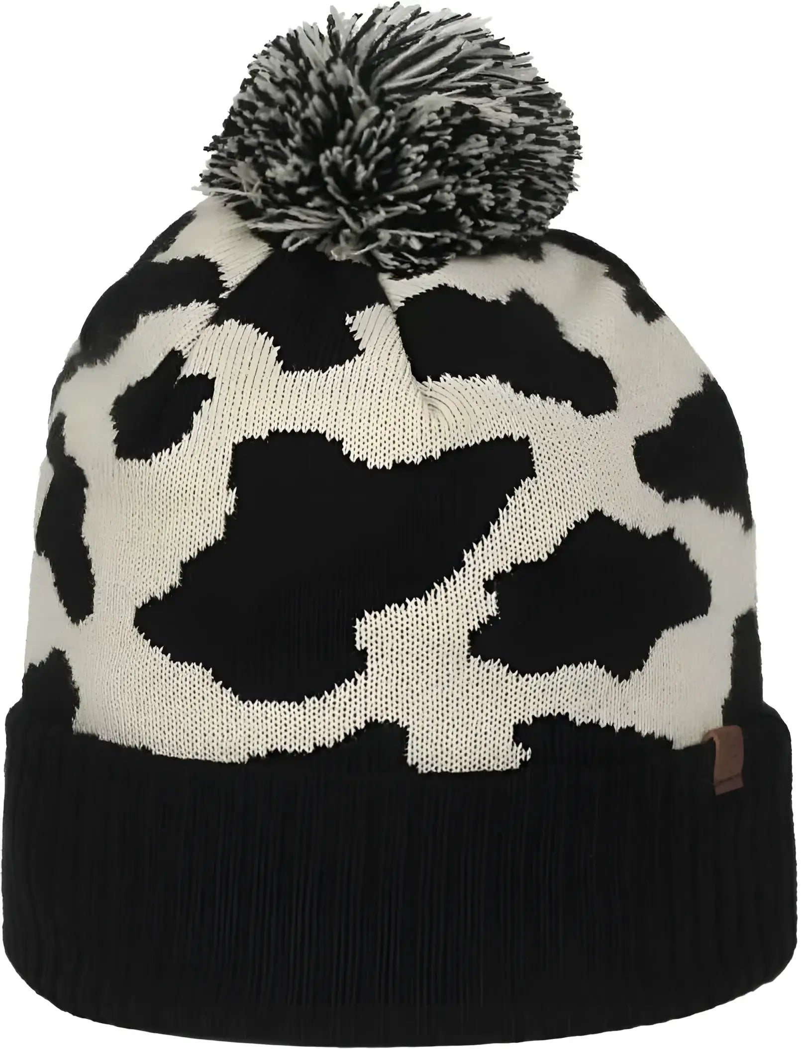 OC Sports KNF-WILD Graphic Watch Beanie with Pom - Black Cream - Cream / OSFM