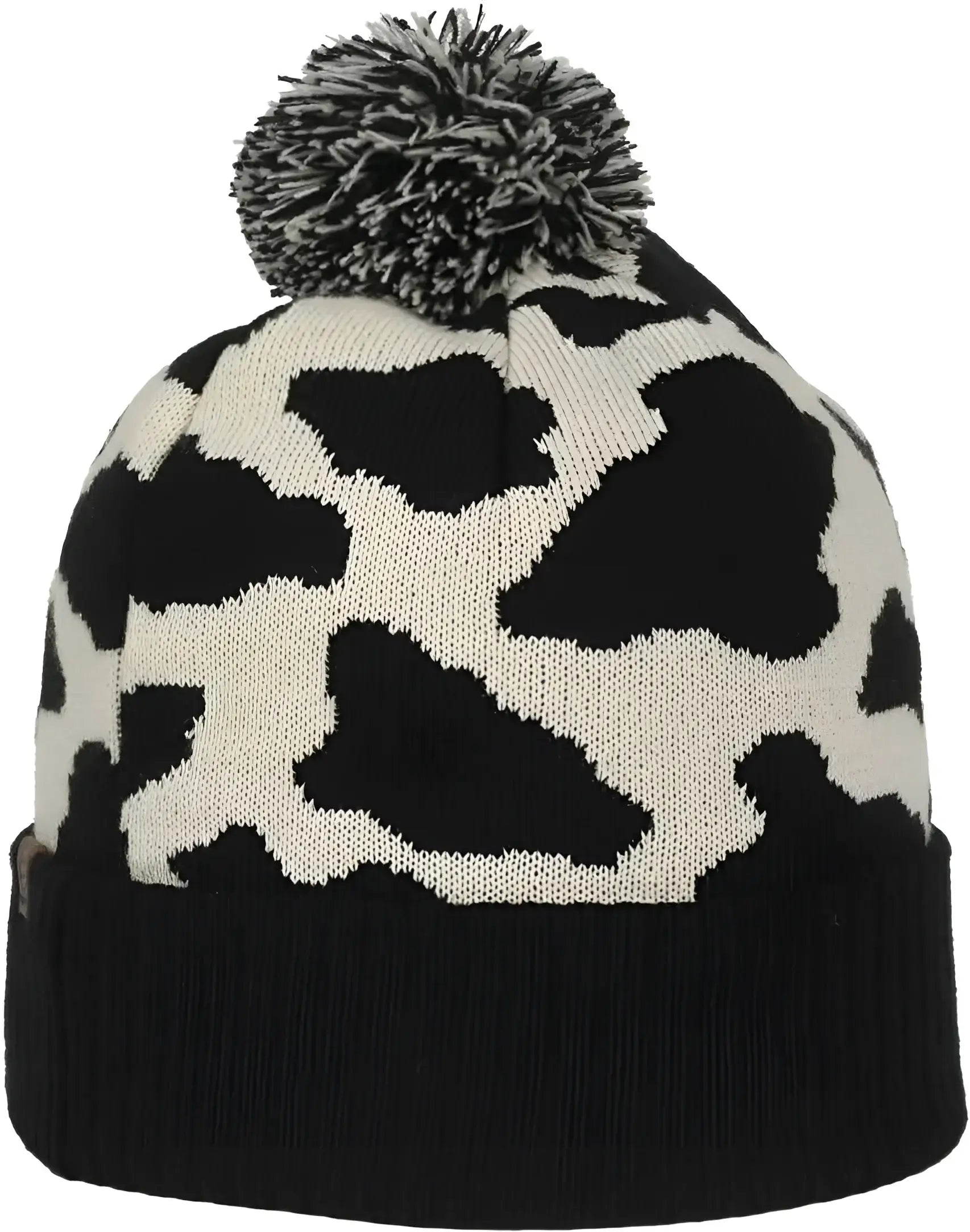 OC Sports KNF-WILD Graphic Watch Beanie with Pom - Black Cream - Cream / OSFM