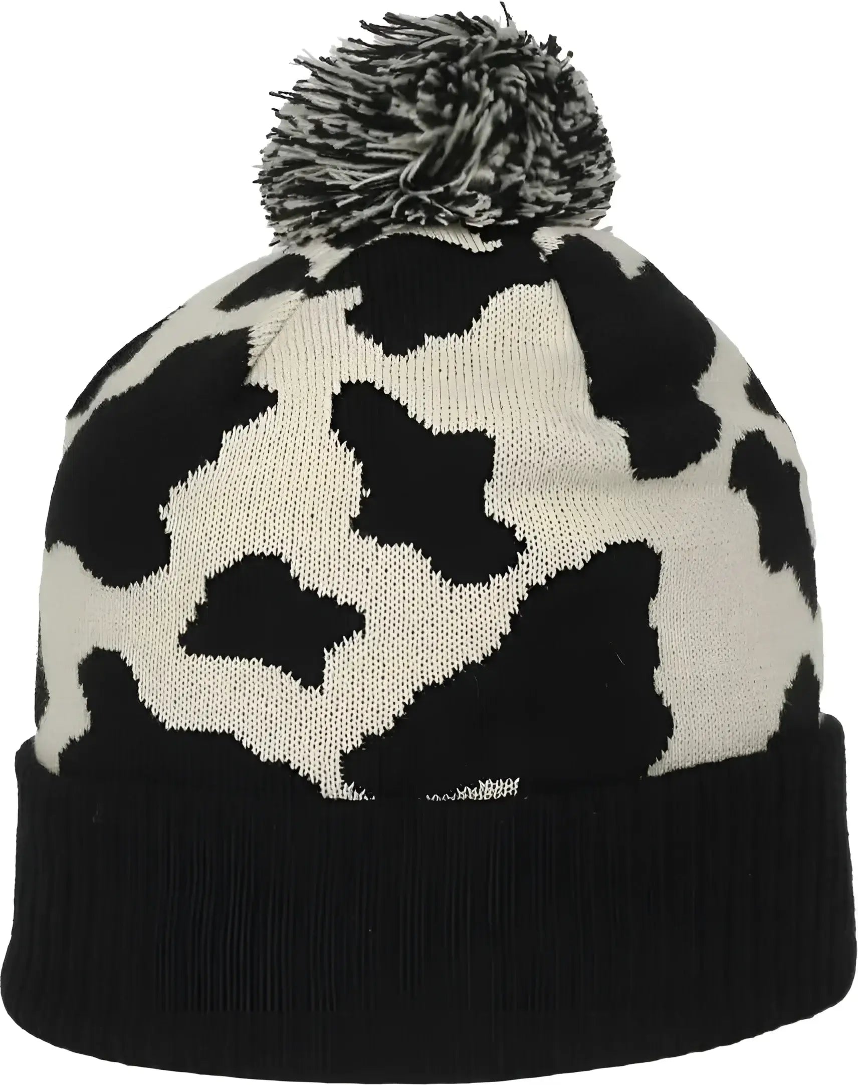 OC Sports KNF-WILD Graphic Watch Beanie with Pom - Black Cream - Cream / OSFM