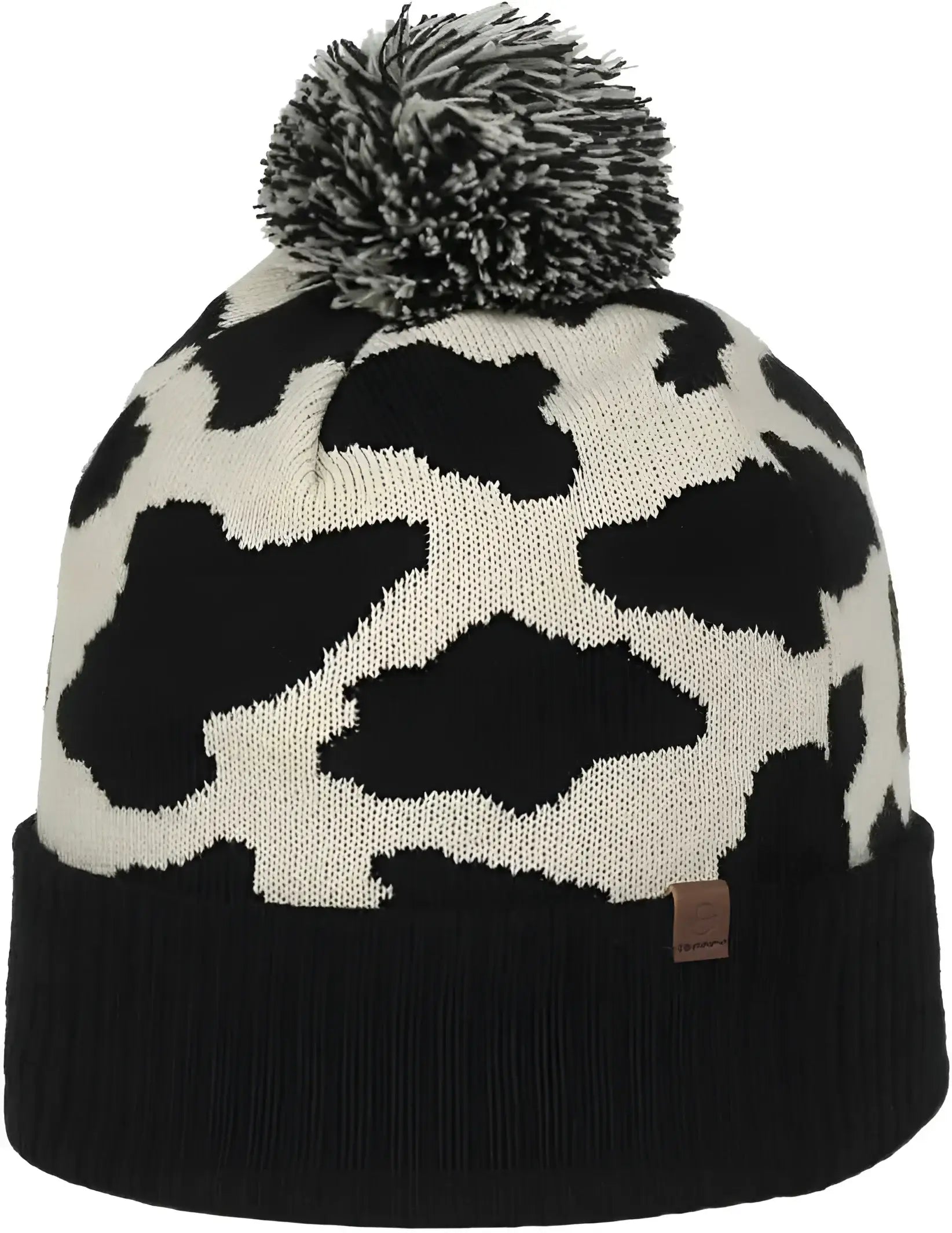 OC Sports KNF-WILD Graphic Watch Beanie with Pom - Black Cream - Cream / OSFM