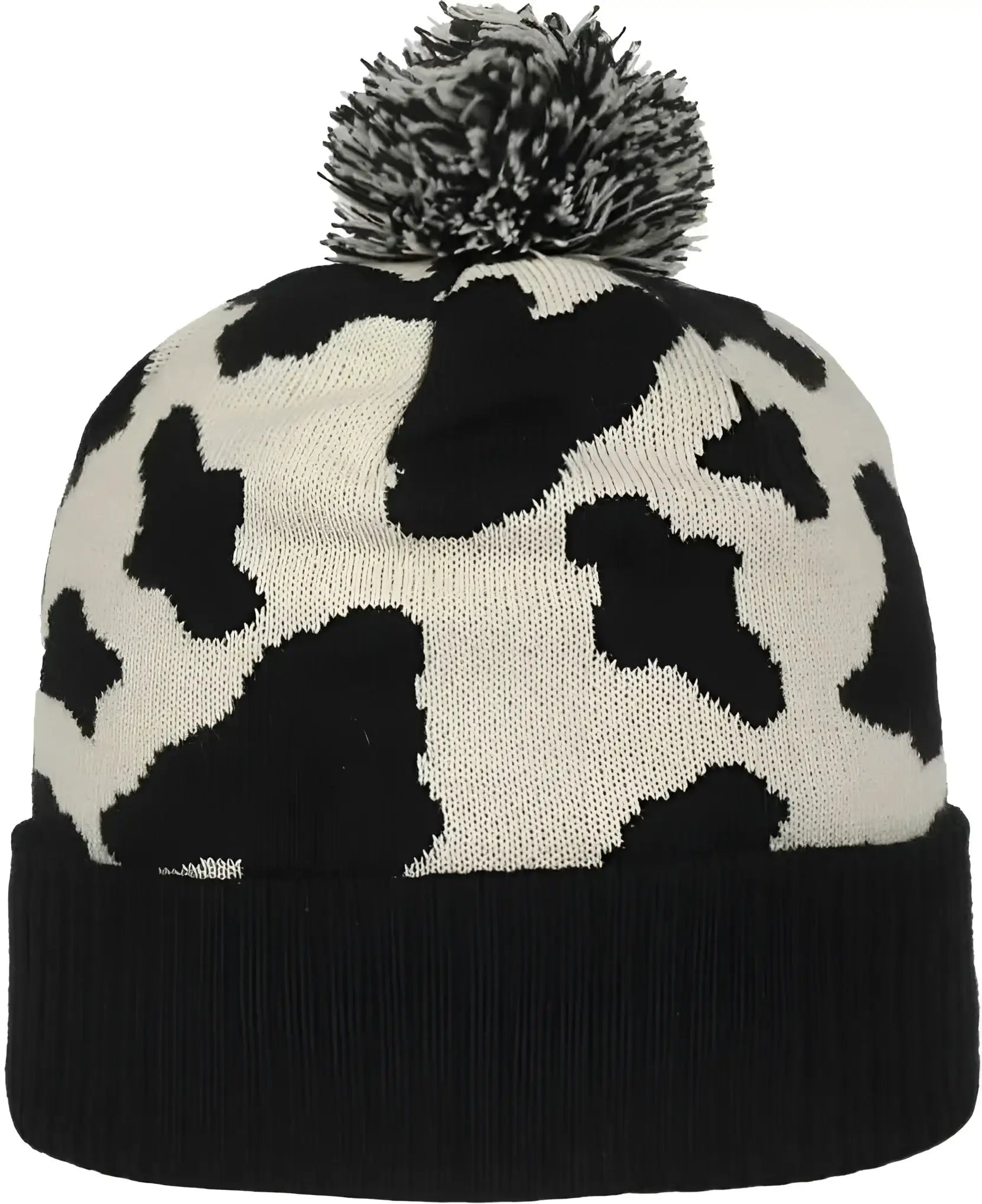 OC Sports KNF-WILD Graphic Watch Beanie with Pom - Black Cream - Cream / OSFM