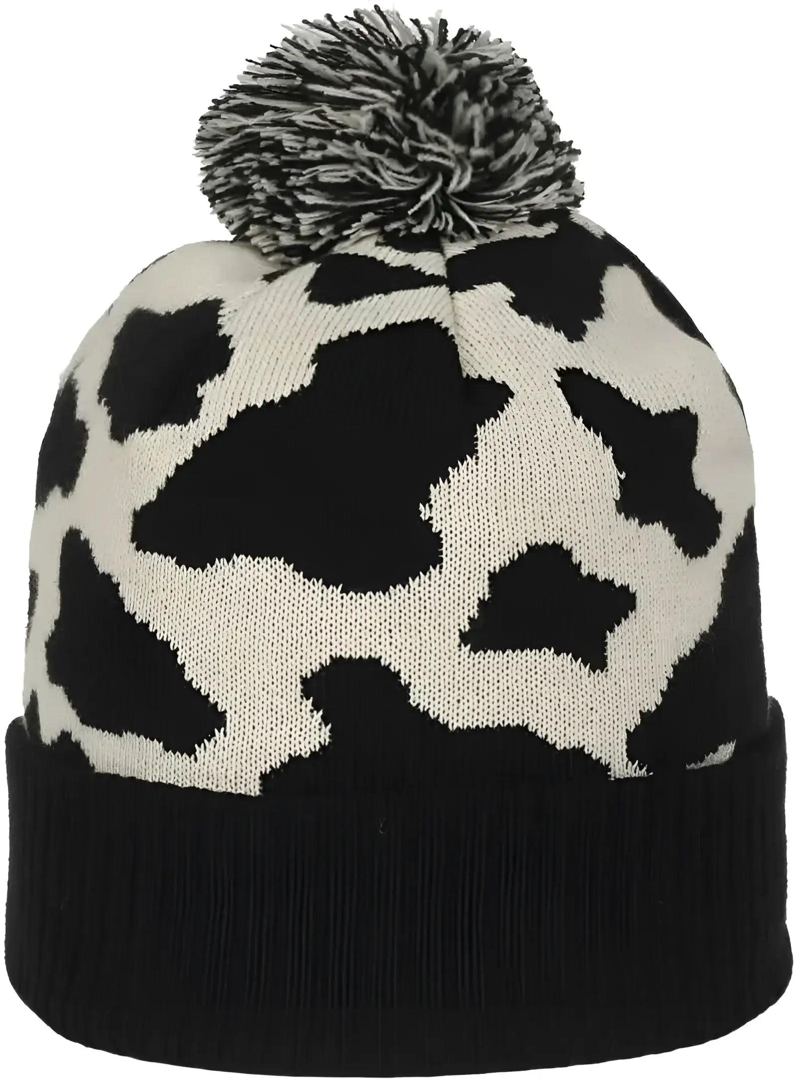 OC Sports KNF-WILD Graphic Watch Beanie with Pom - Black Cream - Cream / OSFM