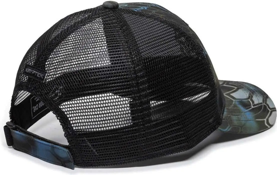 OC Sports KRY-027 Low Crown Polyester Camo Front Mesh Back Cap - Kryptek Neptune Black - Black / 6 7/8’’ - 7 1/2’’