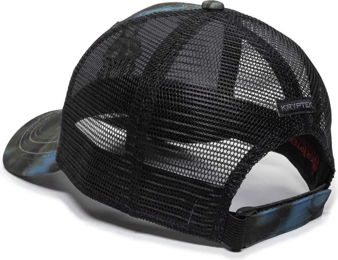OC Sports KRY-027 Low Crown Polyester Camo Front Mesh Back Cap - Kryptek Neptune Black - Black / 6 7/8’’ - 7 1/2’’