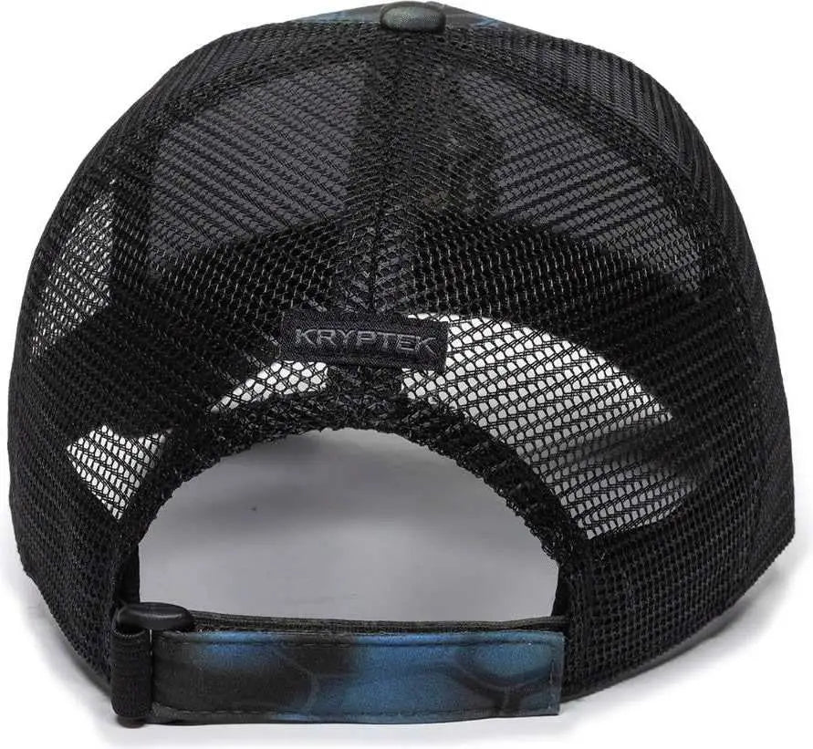 OC Sports KRY-027 Low Crown Polyester Camo Front Mesh Back Cap - Kryptek Neptune Black - Black / 6 7/8’’ - 7 1/2’’