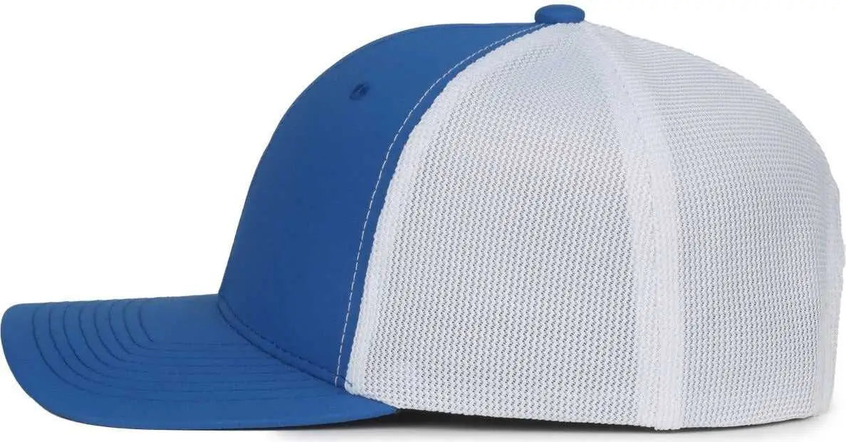 OC Sports MB2020PF Modern Performance Trucker Cap - Royal White - White / OSFM