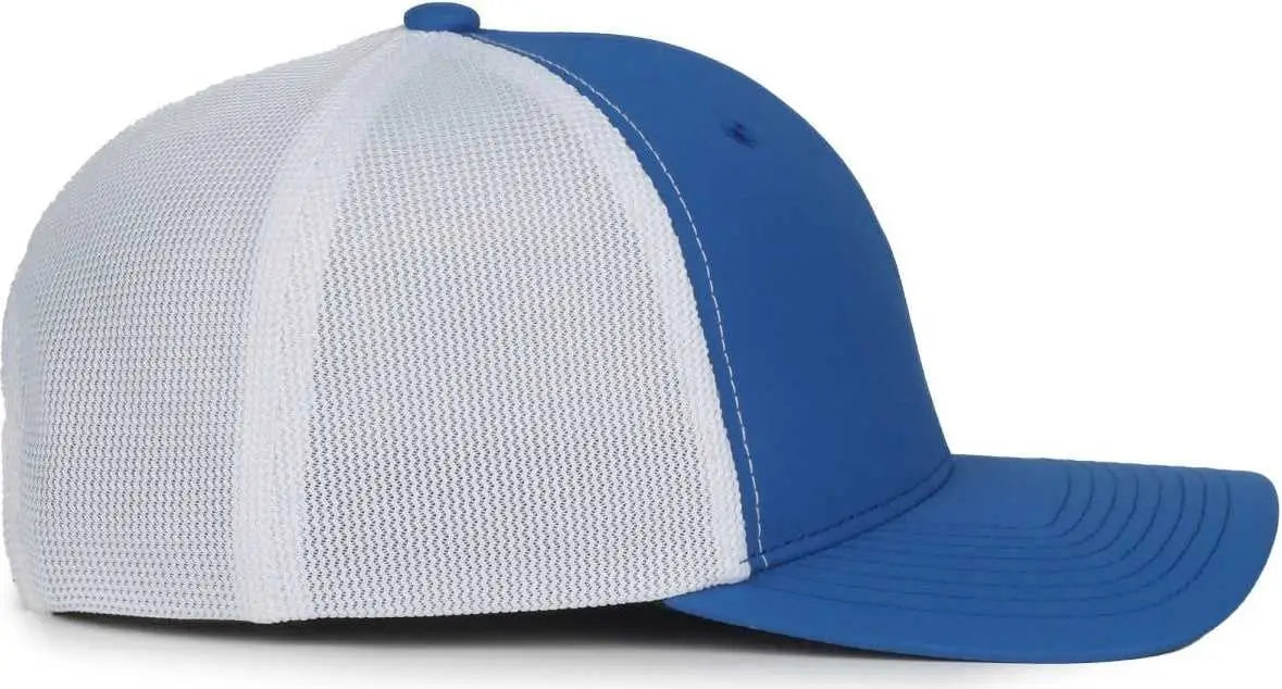 OC Sports MB2020PF Modern Performance Trucker Cap - Royal White - White / OSFM