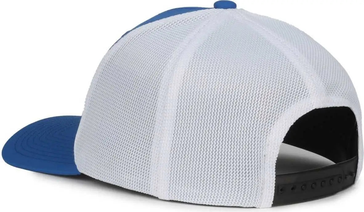 OC Sports MB2020PF Modern Performance Trucker Cap - Royal White - White / OSFM