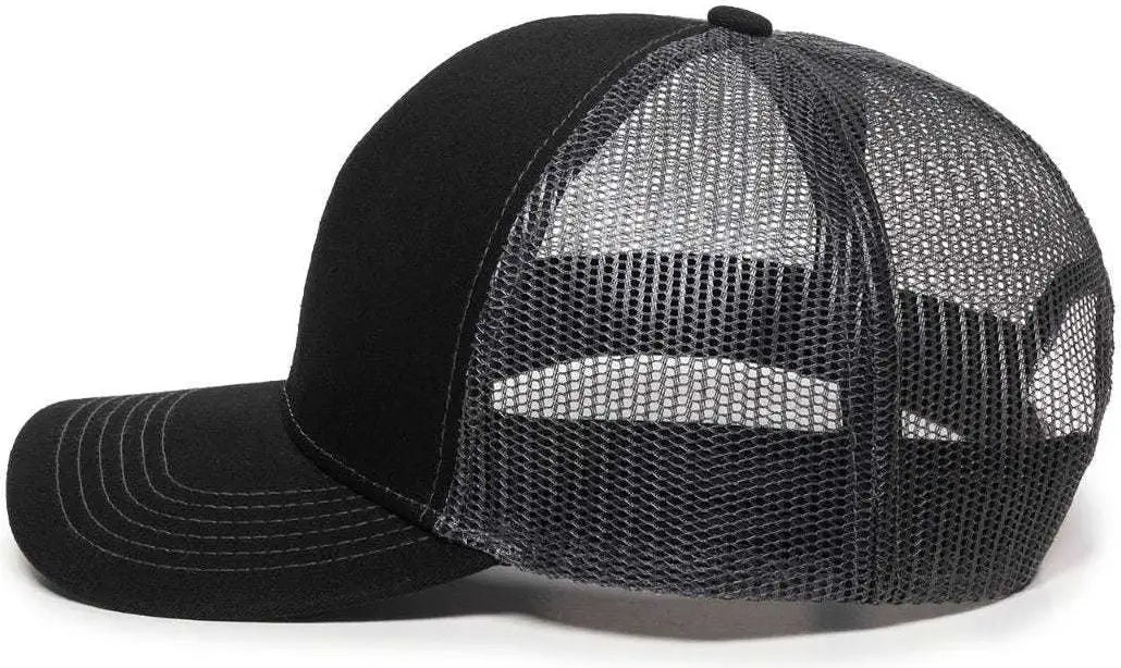 OC Sports MBW-600 Team Adjustable Mesh Back Ball Cap - Black Charcoal - Black Dark Gray / 6 7/8’’ - 7 1/2’’