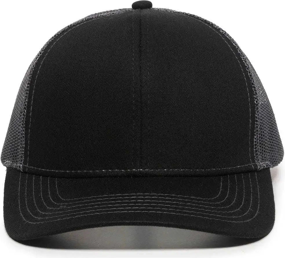 OC Sports MBW-600 Team Adjustable Mesh Back Ball Cap - Black Charcoal - Black Dark Gray / 6 7/8’’ - 7 1/2’’
