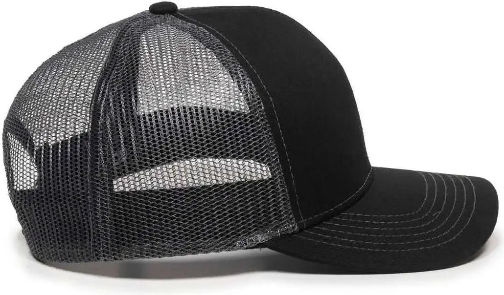 OC Sports MBW-600 Team Adjustable Mesh Back Ball Cap - Black Charcoal - Black Dark Gray / 6 7/8’’ - 7 1/2’’
