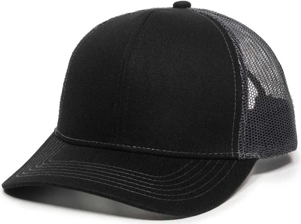 OC Sports MBW-600 Team Adjustable Mesh Back Ball Cap - Black Charcoal - Black Dark Gray / 6 7/8’’ - 7 1/2’’