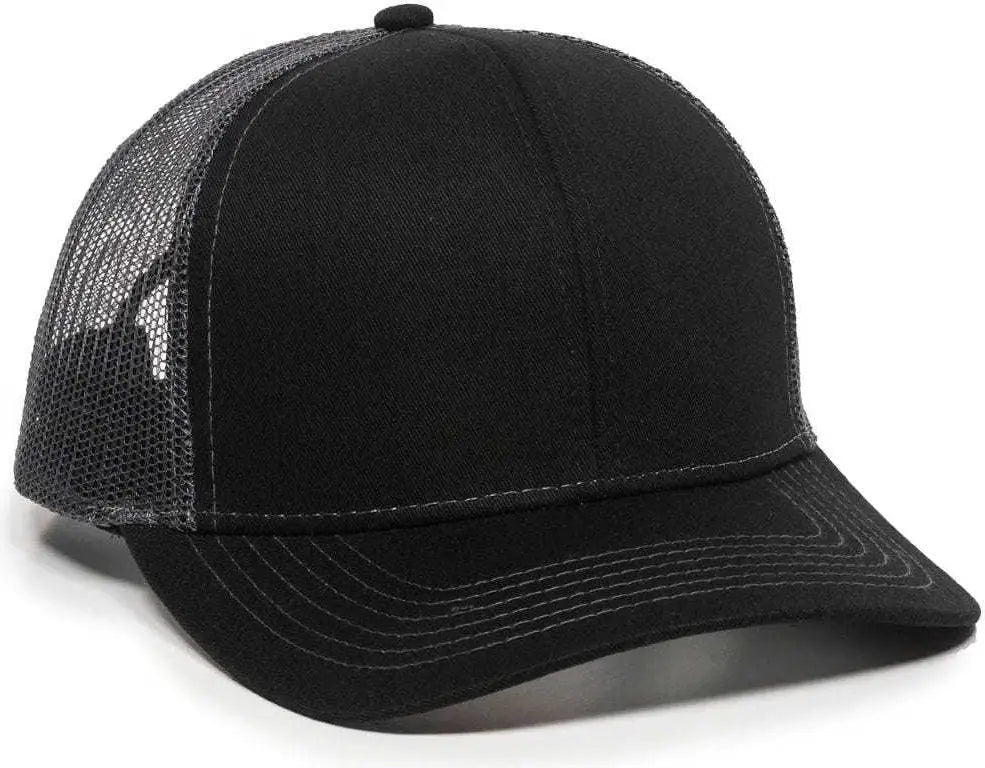 OC Sports MBW-600 Team Adjustable Mesh Back Ball Cap - Black Charcoal - Black Dark Gray / 6 7/8’’ - 7 1/2’’