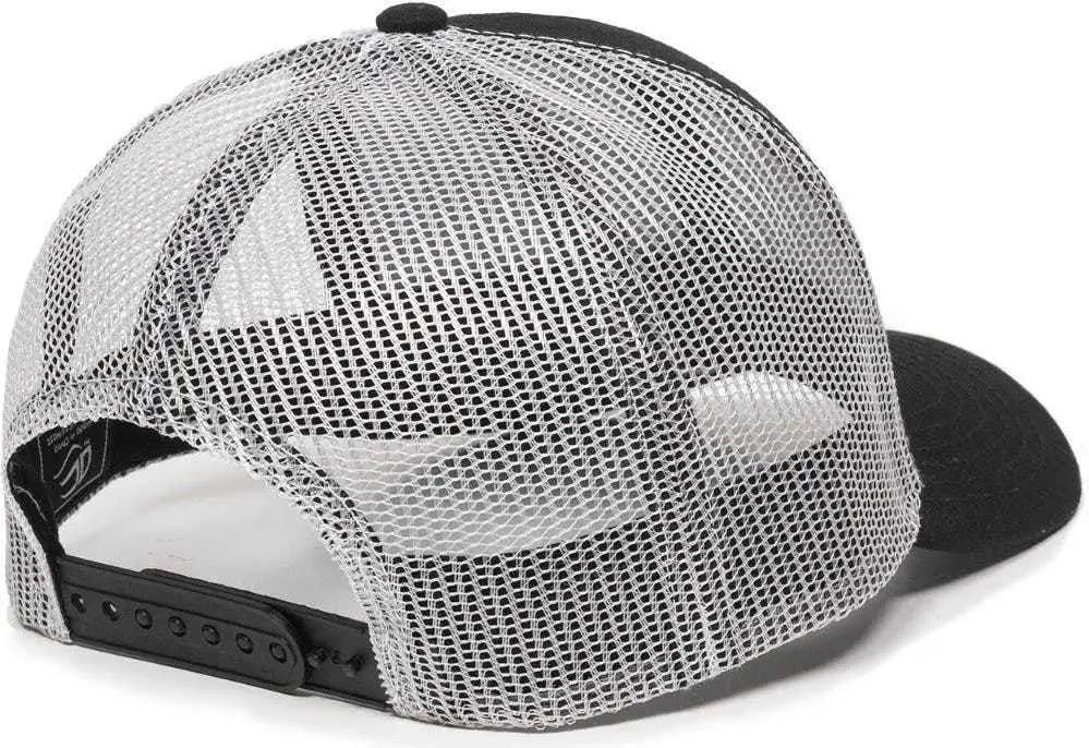 OC Sports MBW-600 Team Adjustable Mesh Back Ball Cap - Black White - Black White / 6 7/8’’ - 7 1/2’’