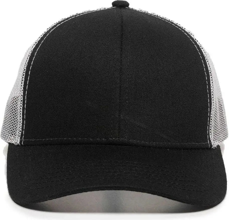 OC Sports MBW-600 Team Adjustable Mesh Back Ball Cap - Black White - Black White / 6 7/8’’ - 7 1/2’’