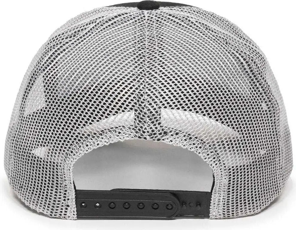 OC Sports MBW-600 Team Adjustable Mesh Back Ball Cap - Black White - Black White / 6 7/8’’ - 7 1/2’’