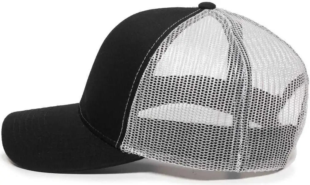 OC Sports MBW-600 Team Adjustable Mesh Back Ball Cap - Black White - Black White / 6 7/8’’ - 7 1/2’’