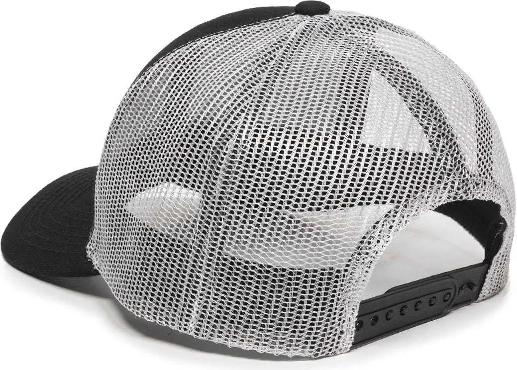 OC Sports MBW-600 Team Adjustable Mesh Back Ball Cap - Black White - Black White / 6 7/8’’ - 7 1/2’’