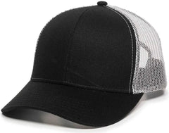 OC Sports MBW-600 Team Adjustable Mesh Back Ball Cap - Black White - Black White / 6 7/8’’ - 7 1/2’’