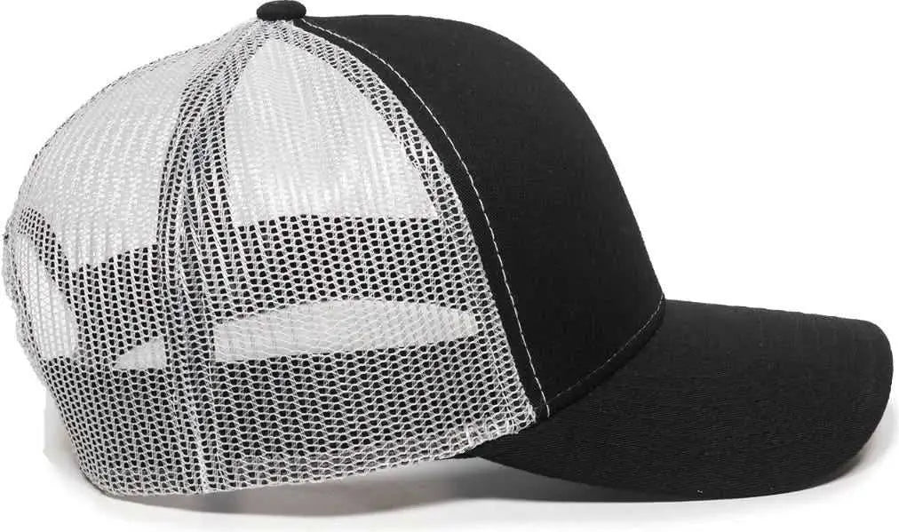 OC Sports MBW-600 Team Adjustable Mesh Back Ball Cap - Black White - Black White / 6 7/8’’ - 7 1/2’’